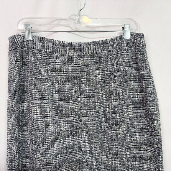 J McLaughlin Size 10 Skirt Tweed Blue White Fringe Lined Back Zip Career 431 - Picture 7 of 10